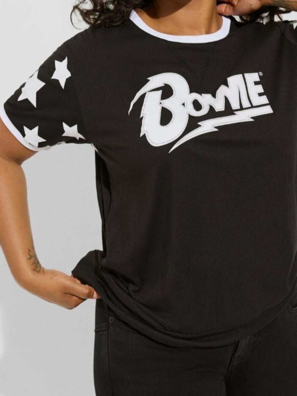 Torrid Bowie Cotton Drop Shoulder Varsity Tee - Size 2XL